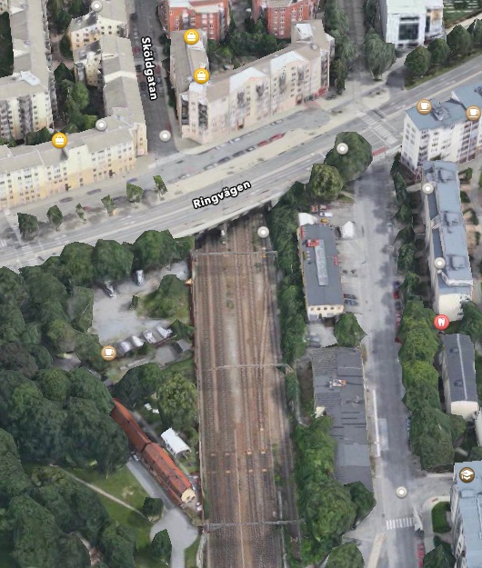 verdckning av Sdra station i Stockholm. Foto Apple Maps